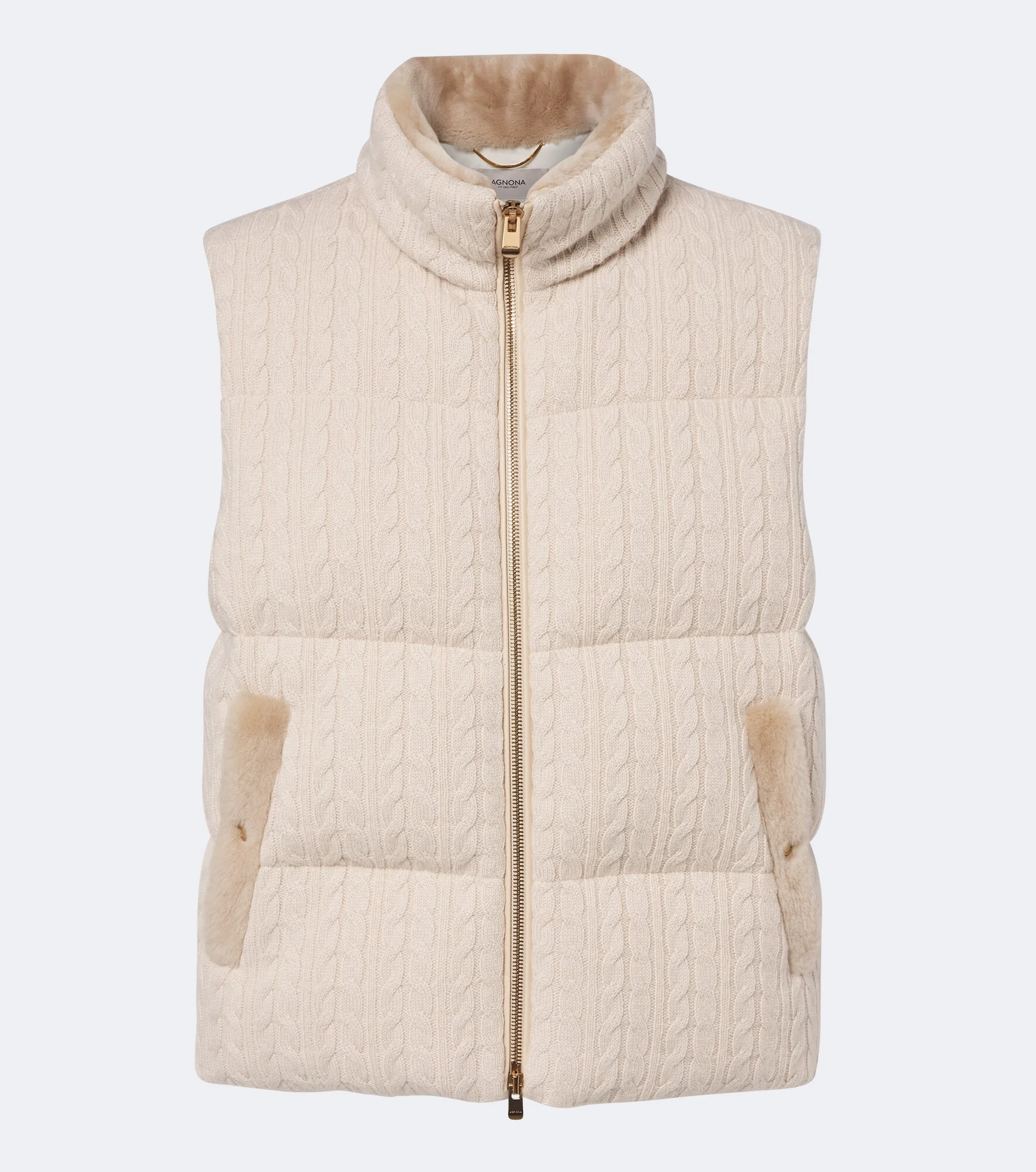 Cable-knit cashmere puffer vest - 1