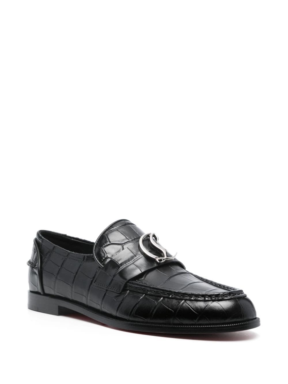 logo-plaque leather loafers - 2