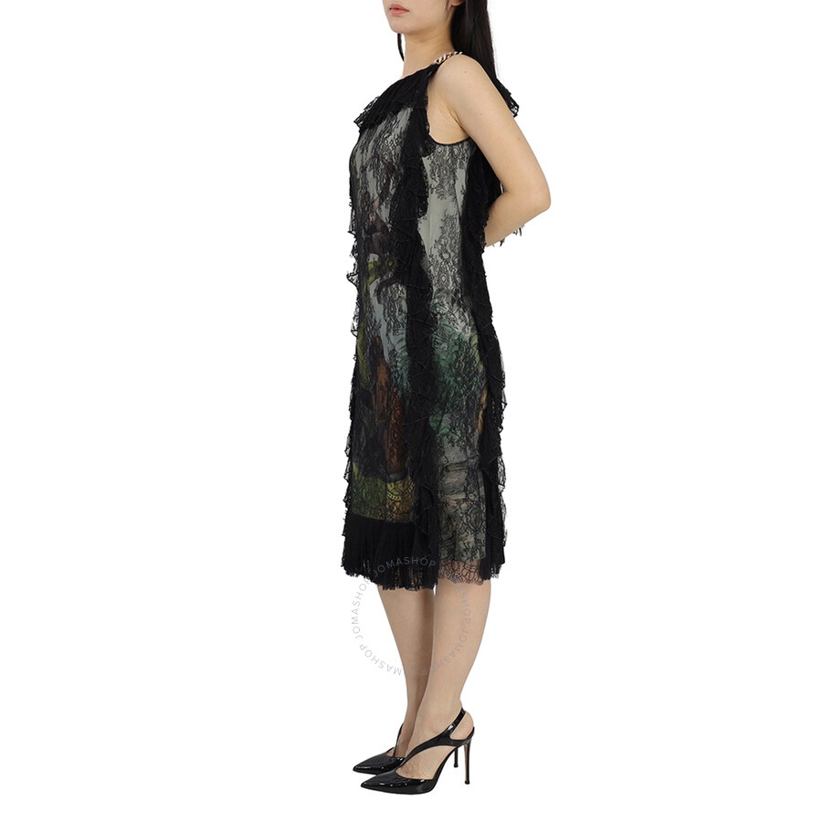 Burberry Ladies Light Opal Green Chantilly Lace and Monkey Print Shift Dress - 6