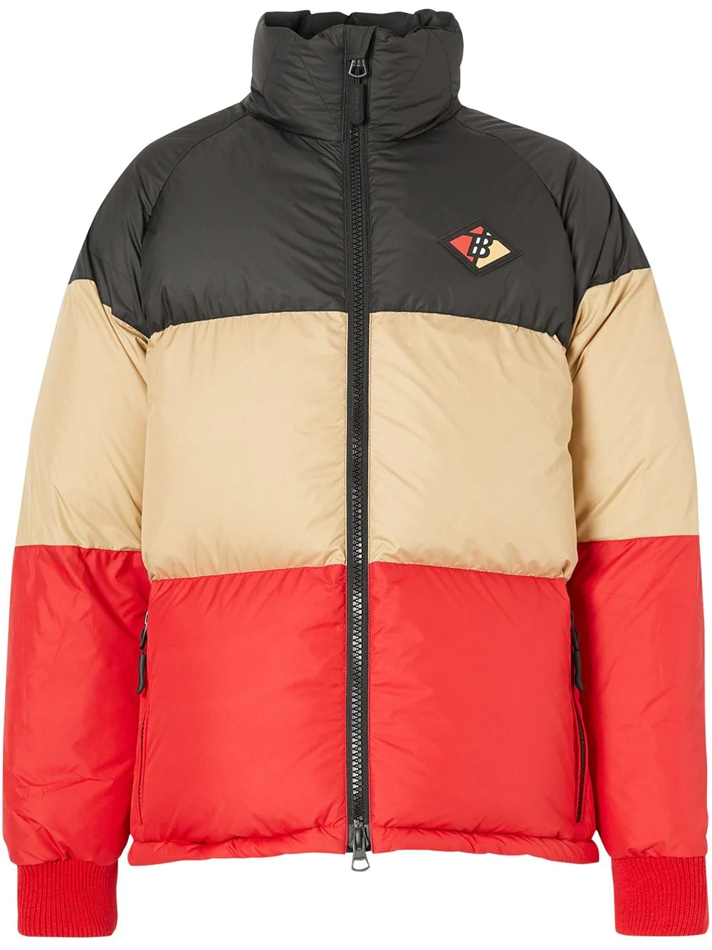 panelled logo patch puffer jacket - 1