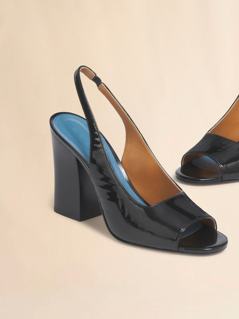 BLACK LEATHER HEELED SLINGBACK 5