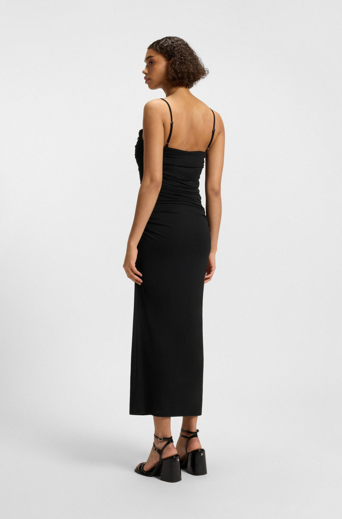 CORSET-BODICE DRESS WITH GATHERED MESH OVERLAY - 5