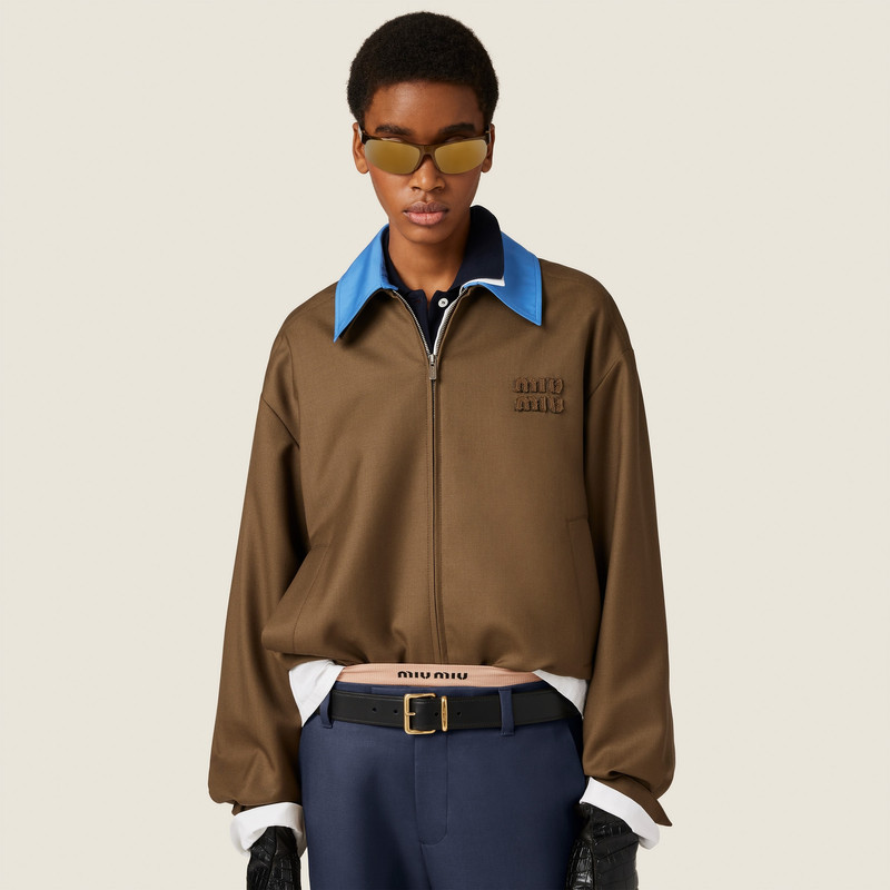 Gabardine blouson jacket with poplin collar 6