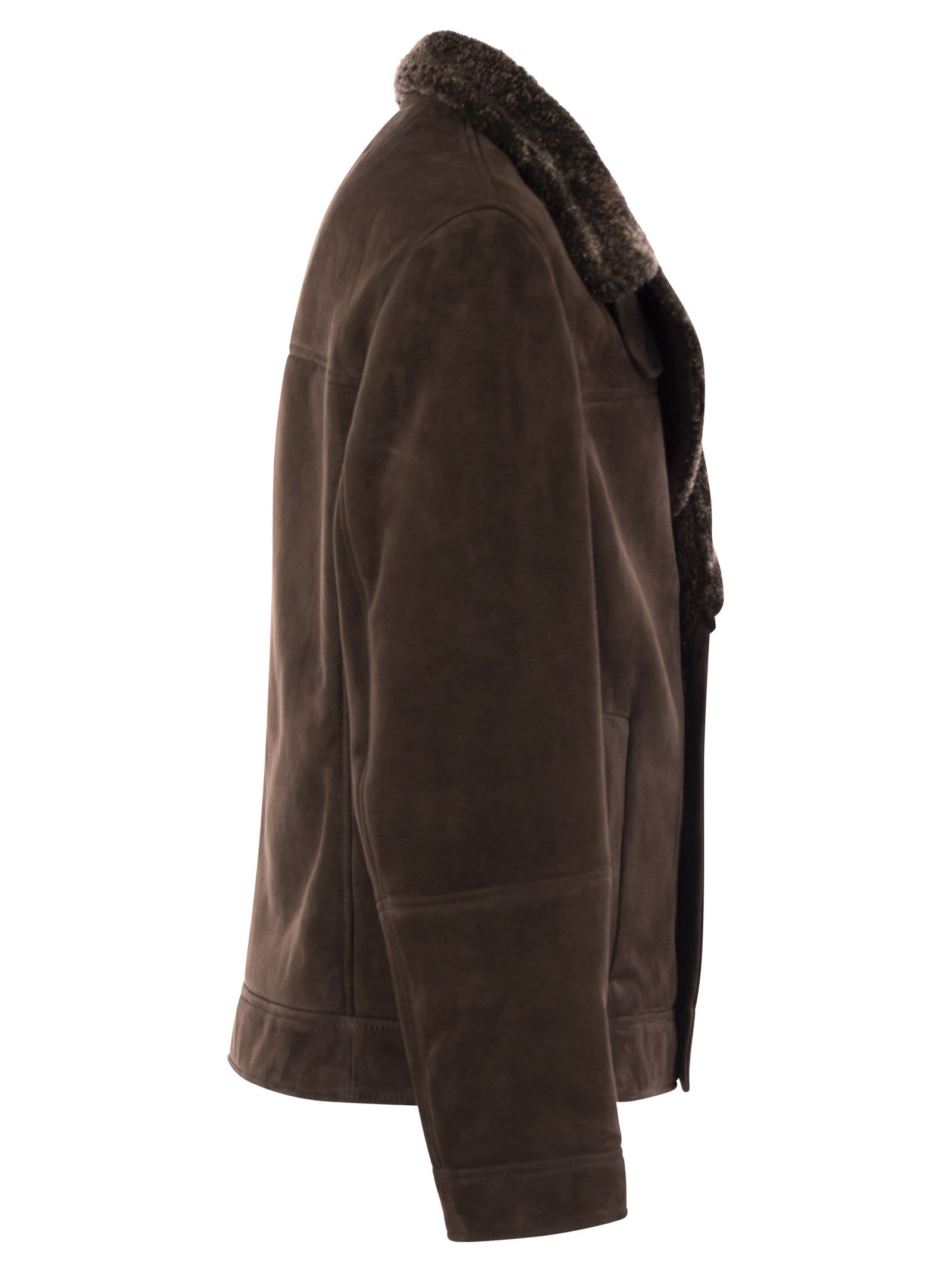 Brunello Cucinelli Men Double-Breasted Shearling Outerwear - 3