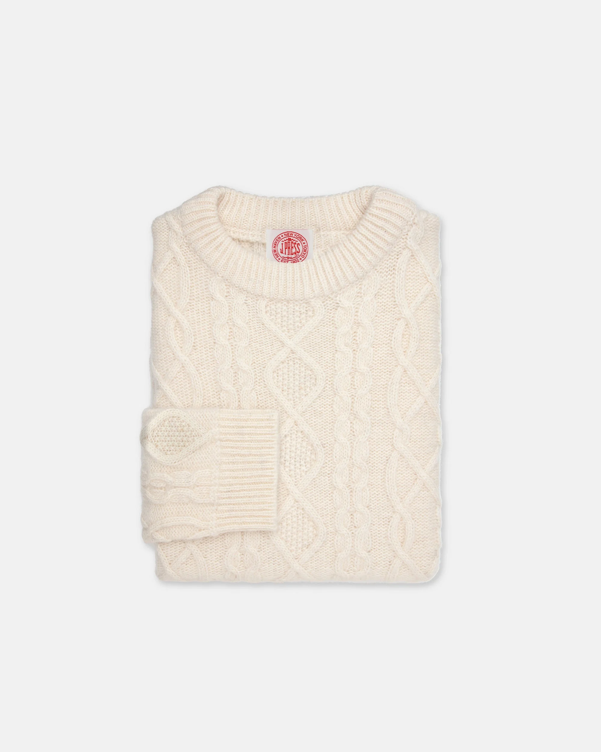 MADE-IN-NORWAY CREAM ARAN KNIT SWEATER - 1