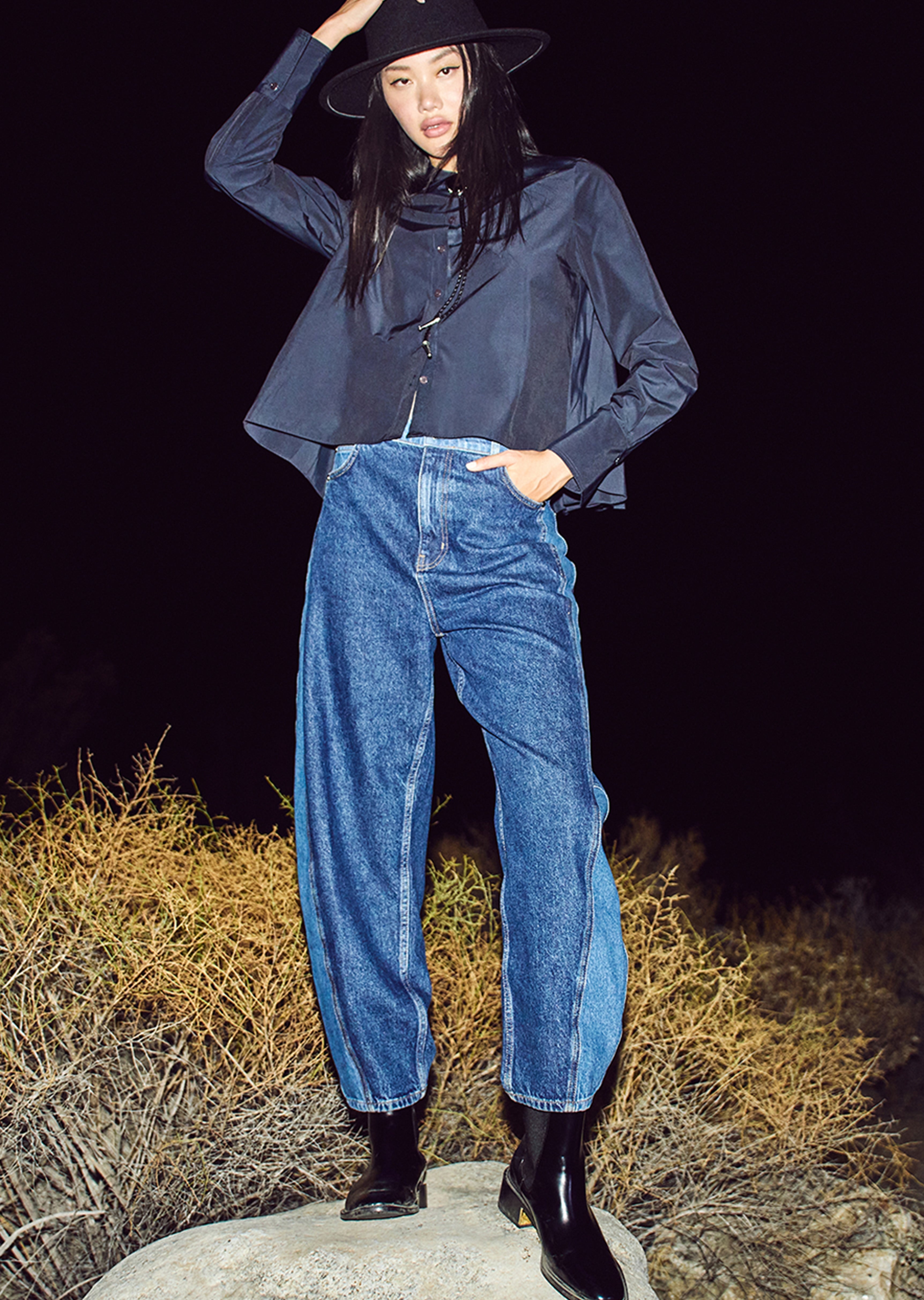 DEREK LAM 10 CROSBY DENISE COLOR BLOCK BARREL JEAN | REVERSIBLE