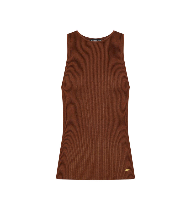 SHINY VISCOSE RIB KNIT TANK TOP 1