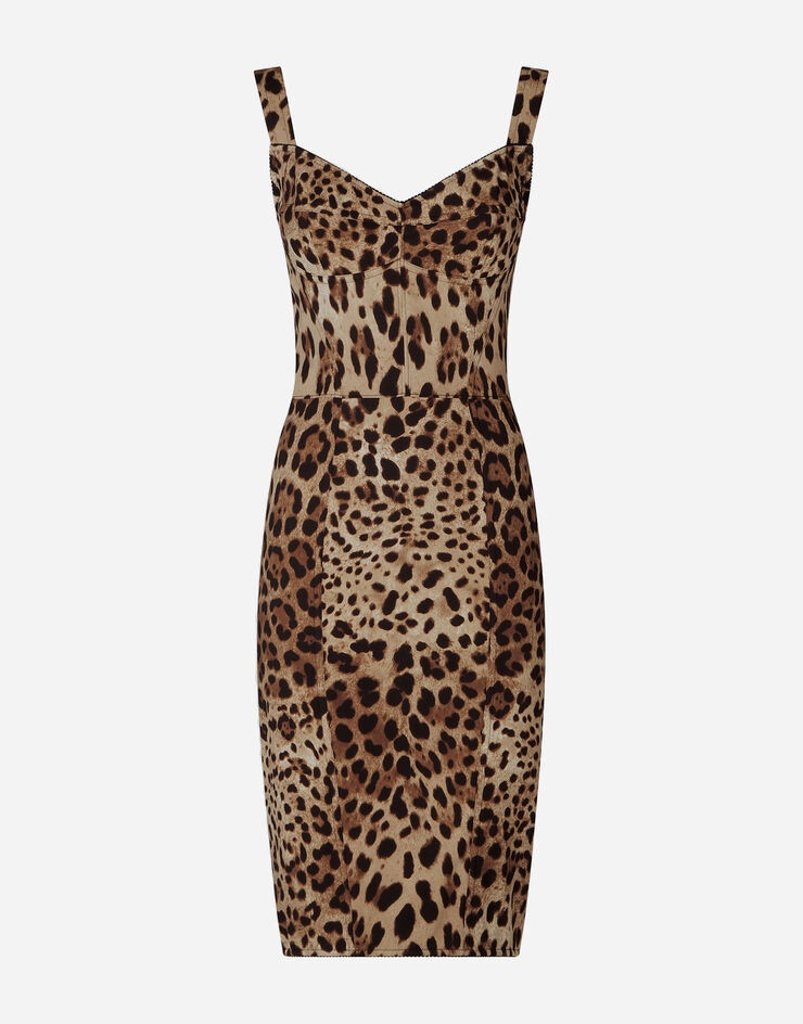 Leopard-print cady corset-style midi dress - 1