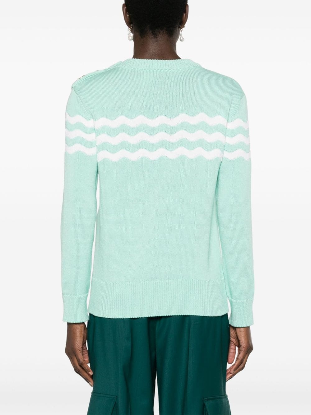 wave-pattern crew-neck jumper - 4