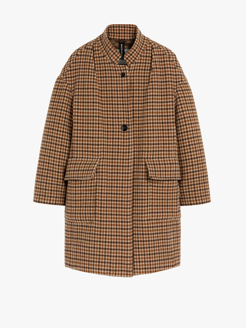 FREDDIE BROWN CHECK WOOL COCOON COAT 1