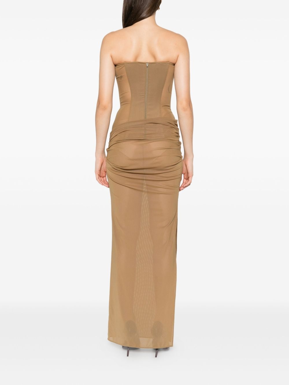 strapless draped maxi dress - 4