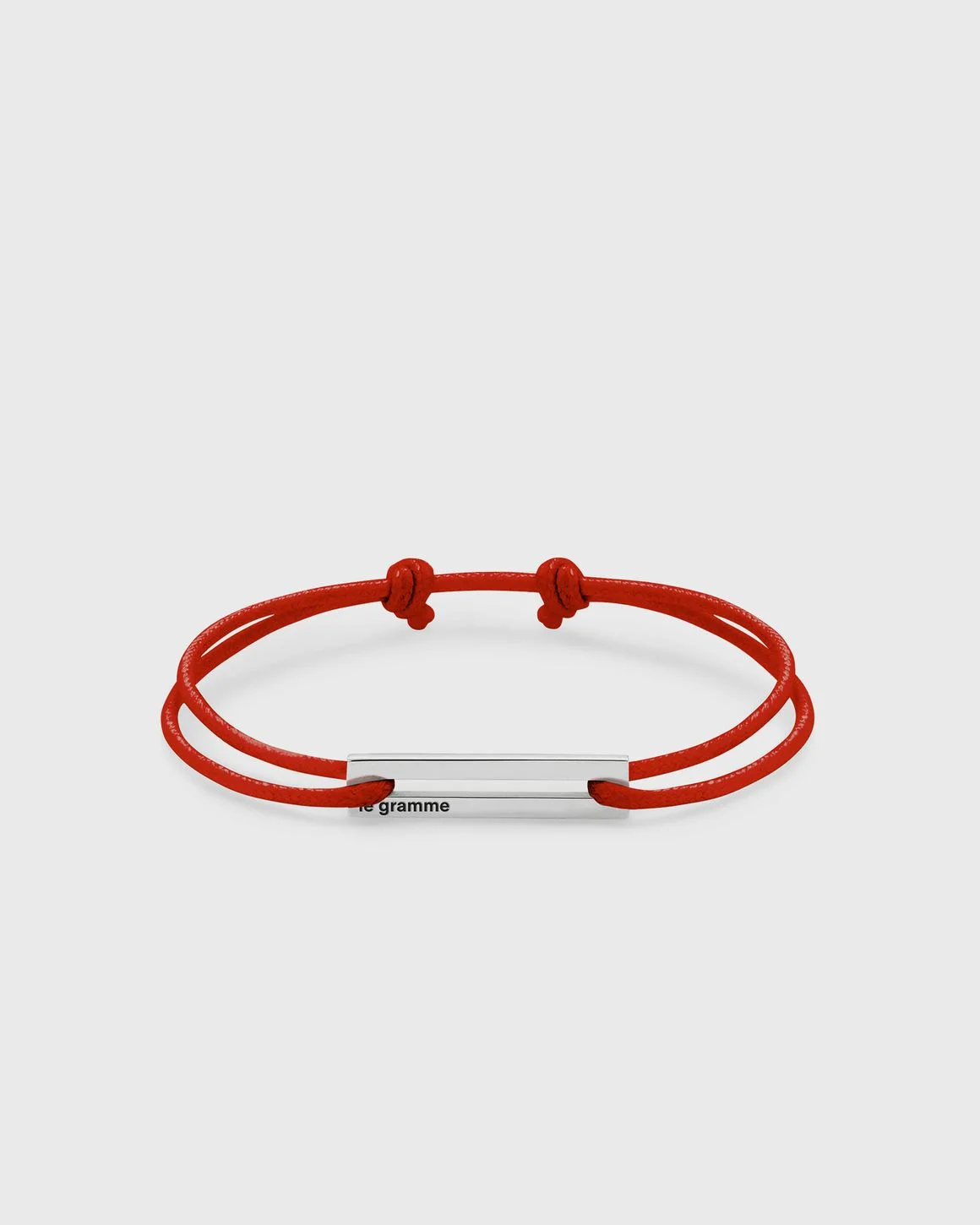 1.7g-polished sterling silver-red cord-bracelet - 1