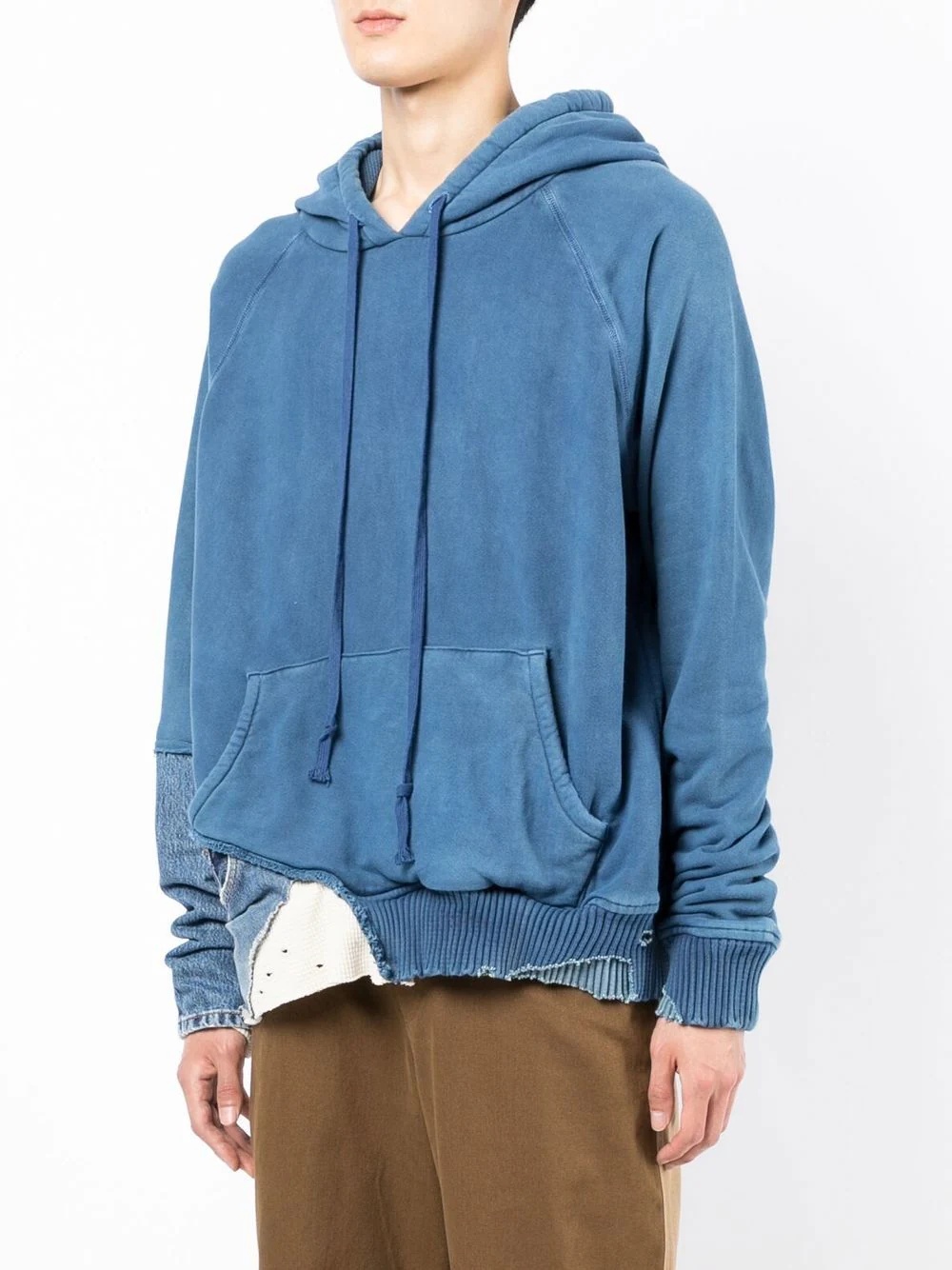 patchwork drawstring hoodie - 3