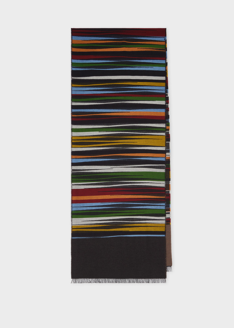 Multicolour 'Ladder Stripe' Viscose-Blend Scarf 1