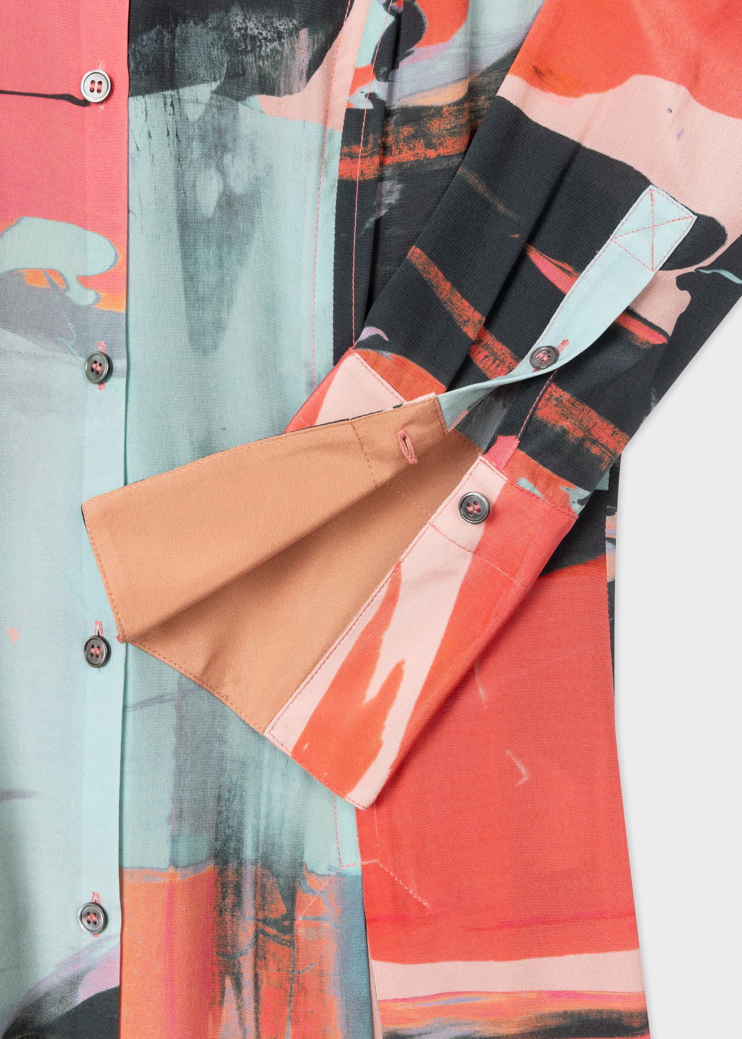 Silk 'Abstract Landscape' Shirt Dress - 4