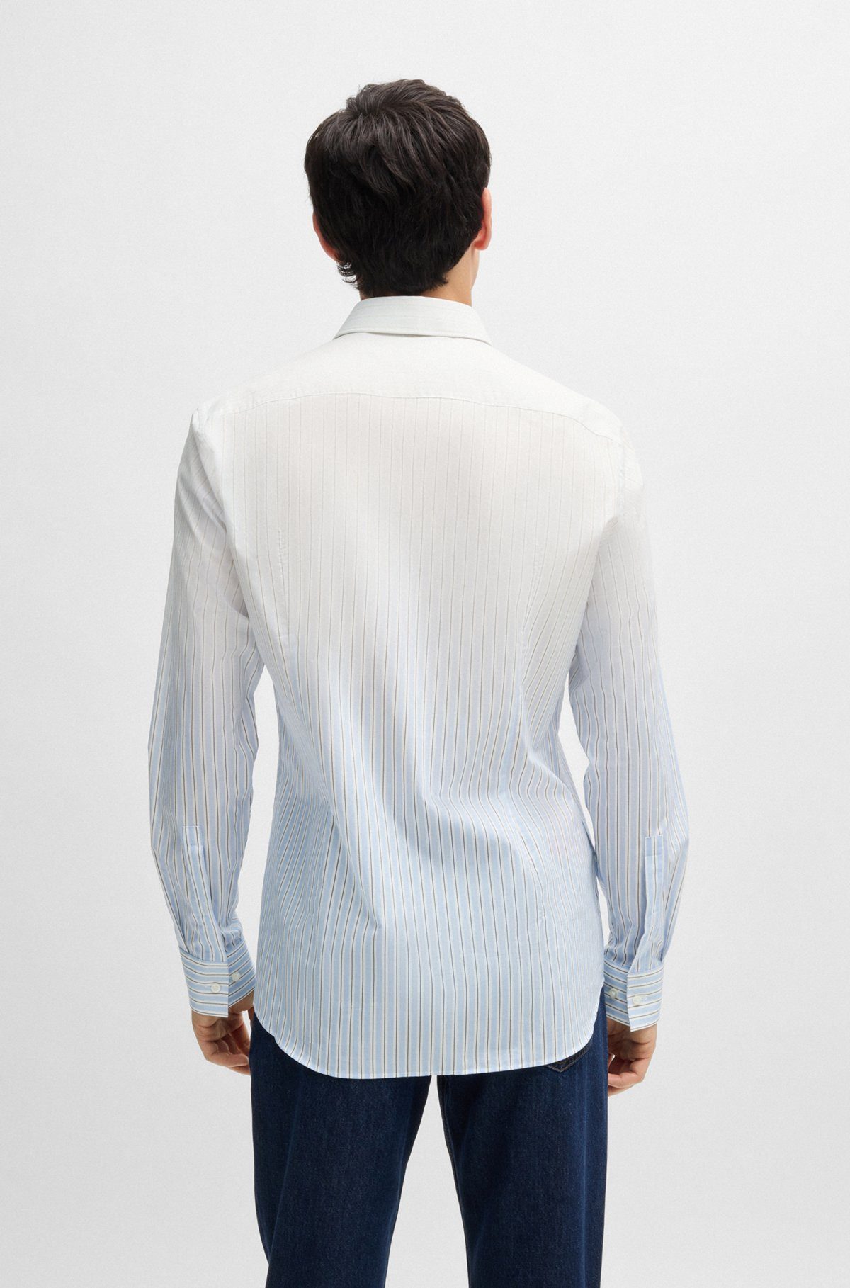 SLIM-FIT SHIRT IN DEGRADÉ-STRIPE COTTON POPLIN - 5