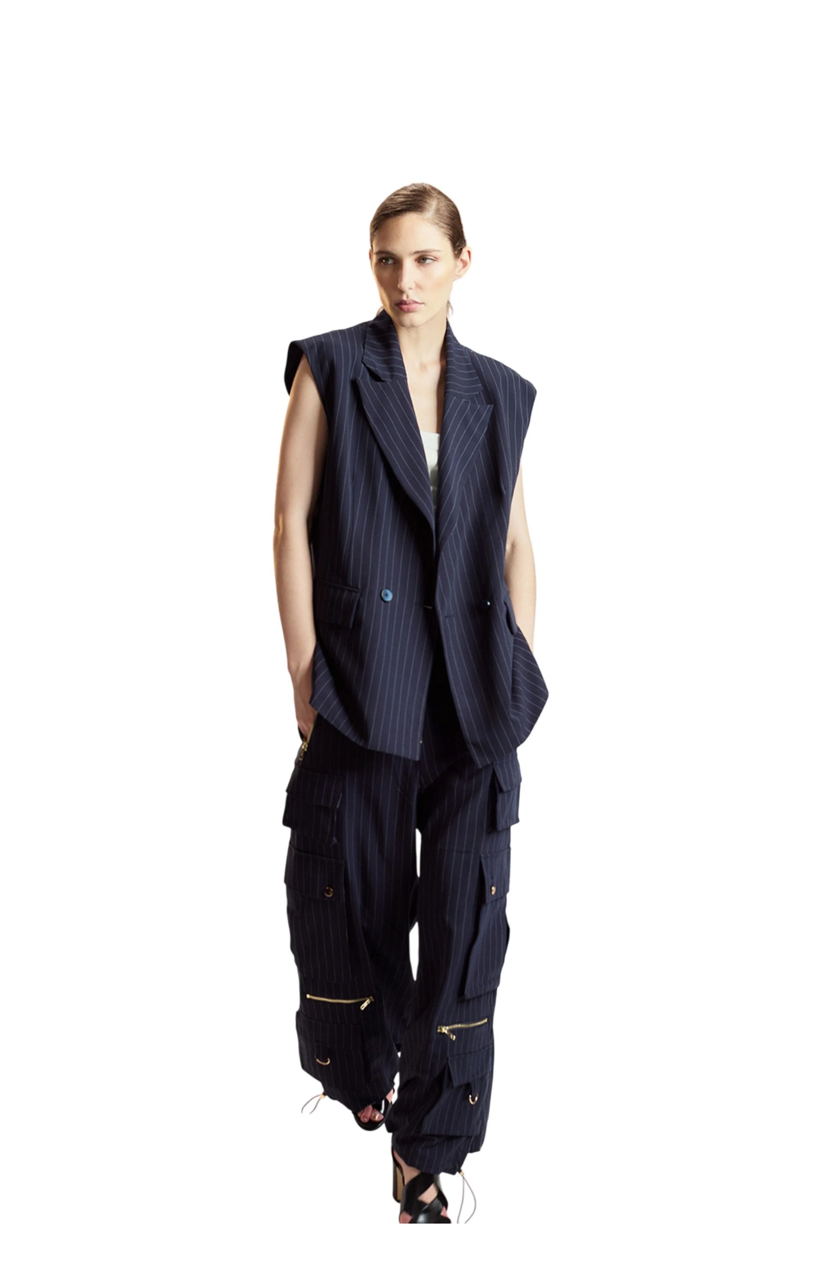 Cynthia Rowley Oversized Double Breasted Vest in Navy at Nordstrom - 1