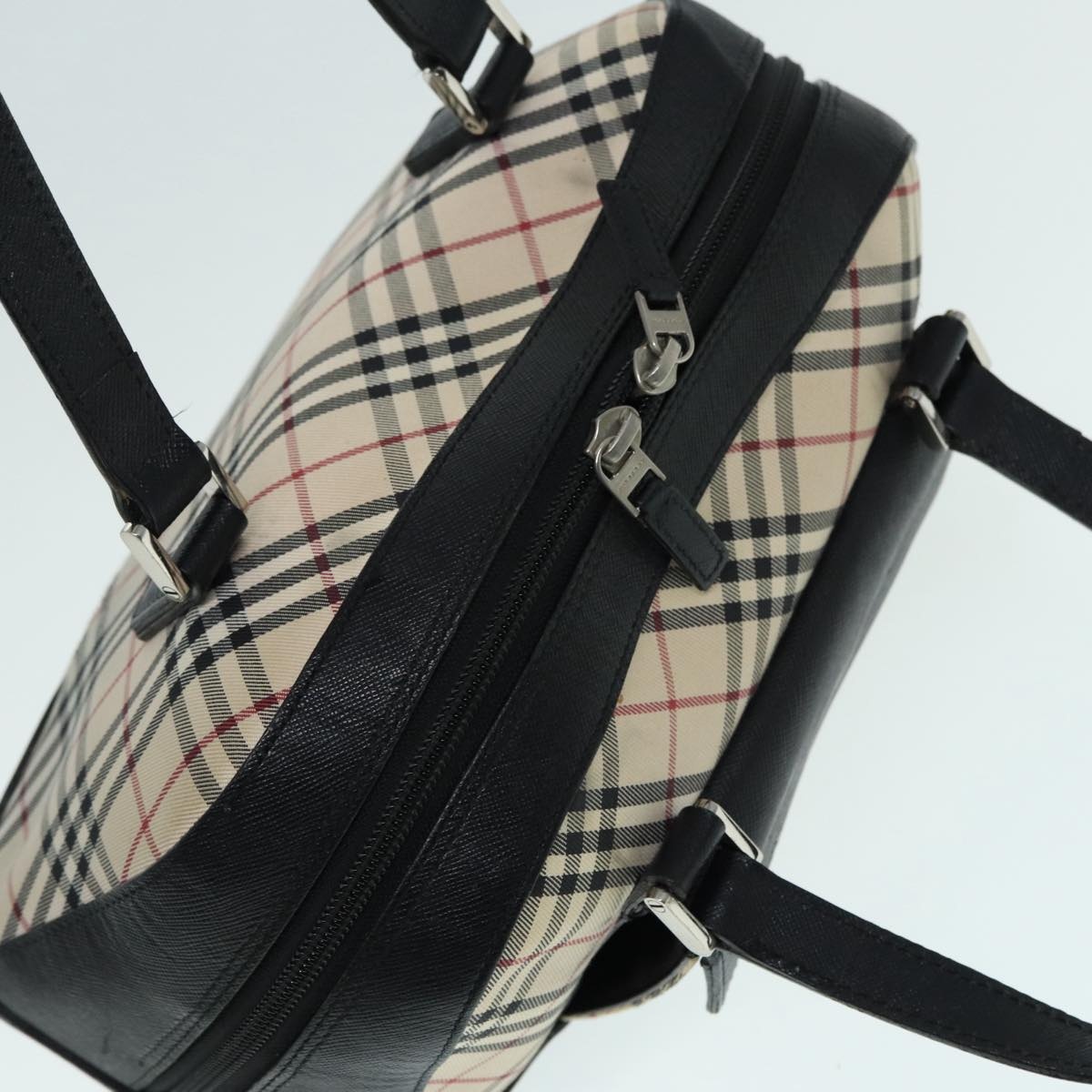 Burberry Nova Check Hand Bag Canvas Beige Silver - 7