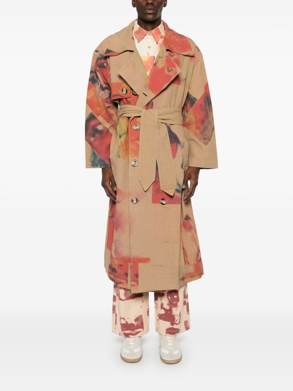 Faces Collage trench coat - 2