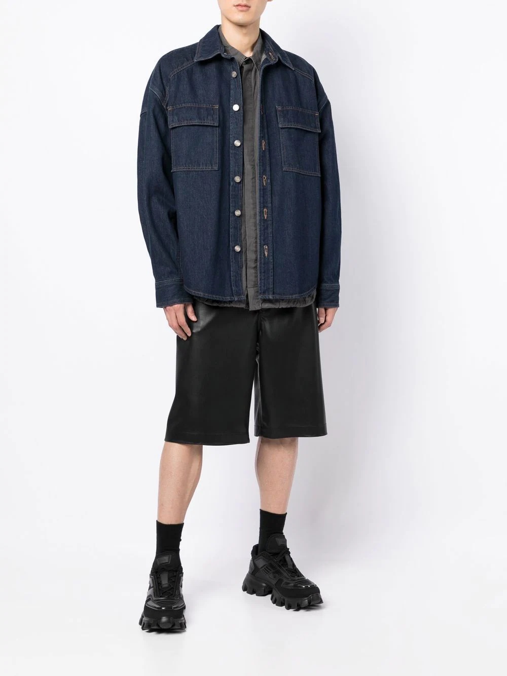 logo-patch denim shirt - 2