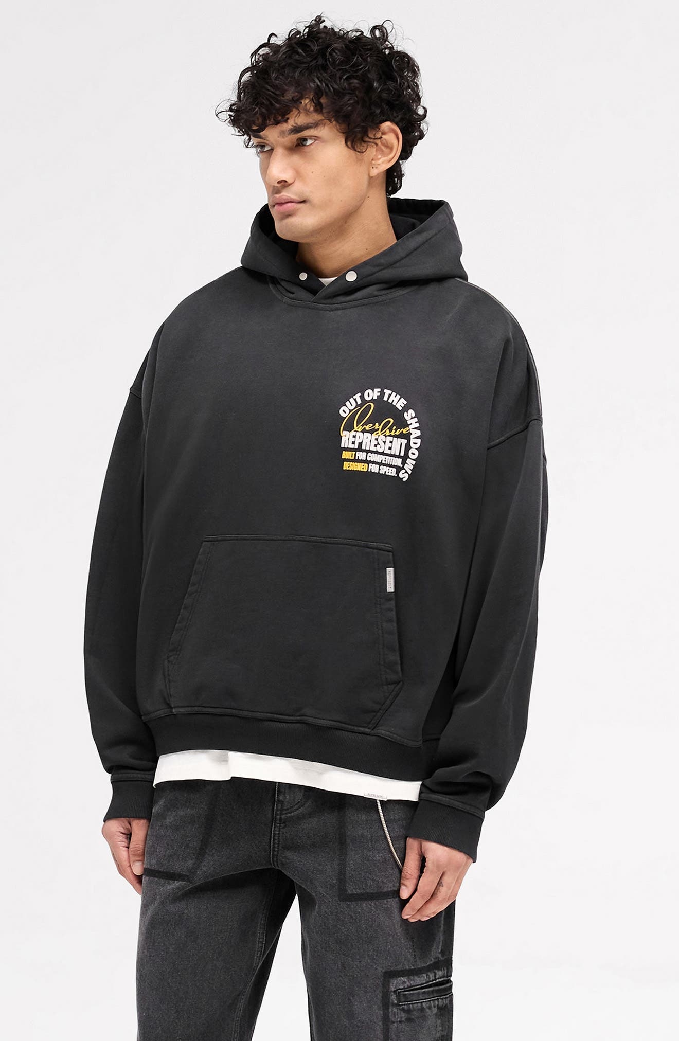 Represent Out of The Shadows Graphic Hoodie in Vintage Black at Nordstrom - 8