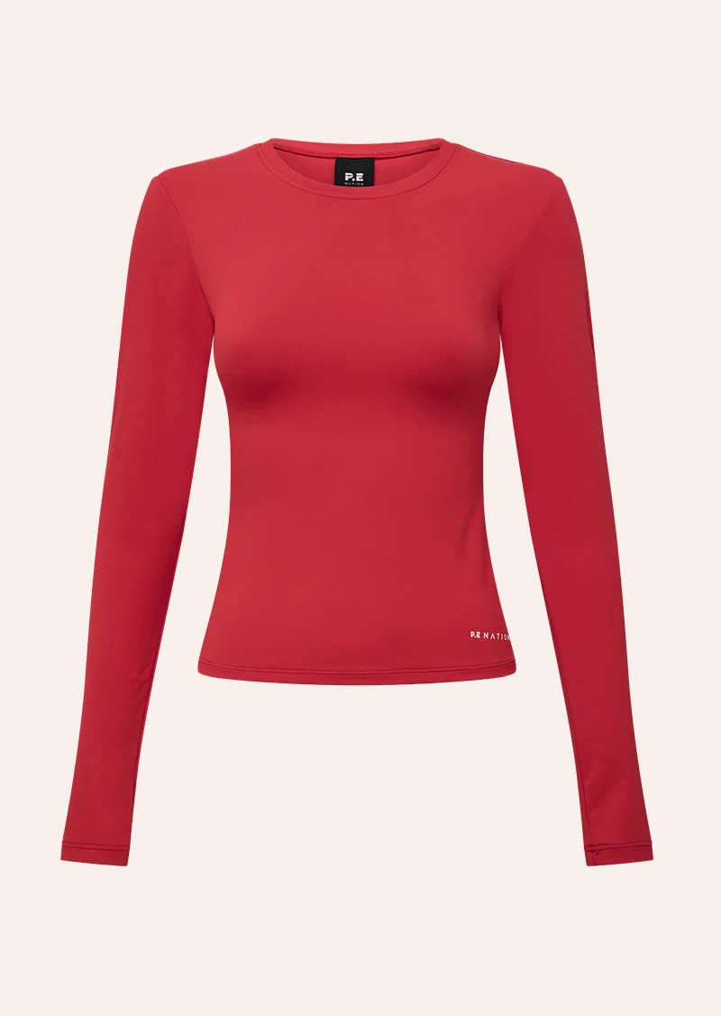 FOUNDATION LONG SLEEVE TOP IN COLLEGE RED - 1