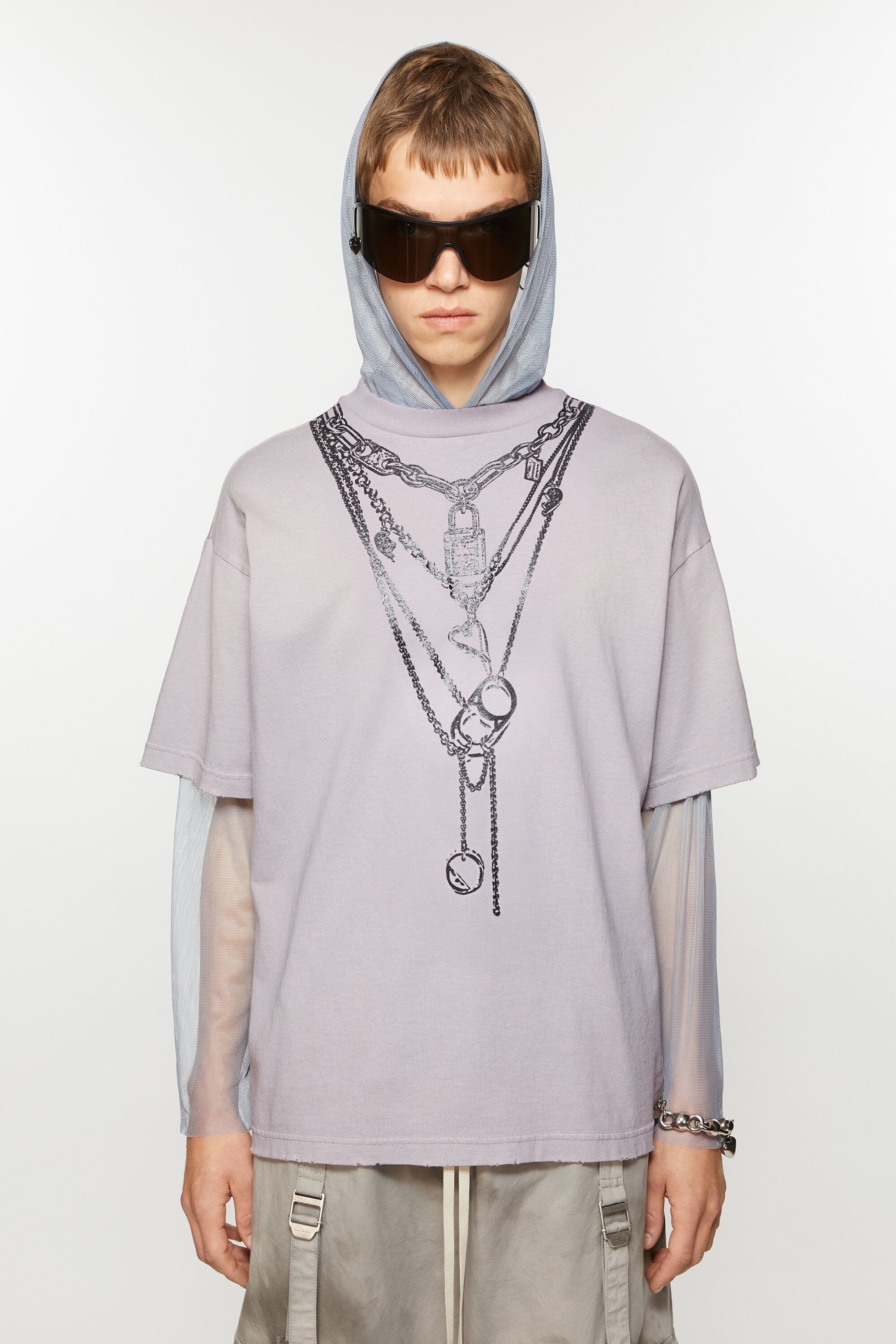 T-shirt layered mesh - Warm Grey - 2