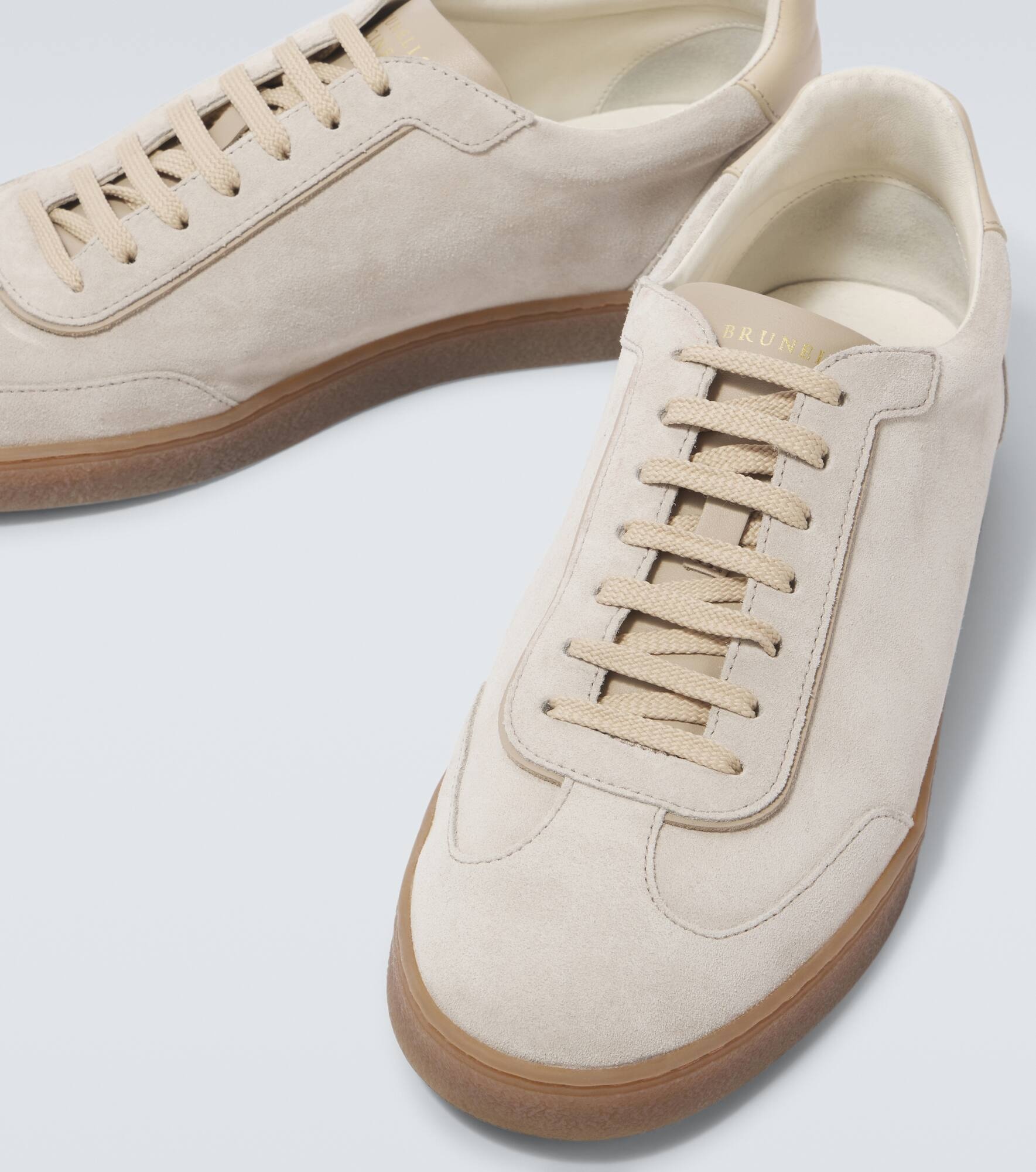 Leather-trimmed suede sneakers - 3