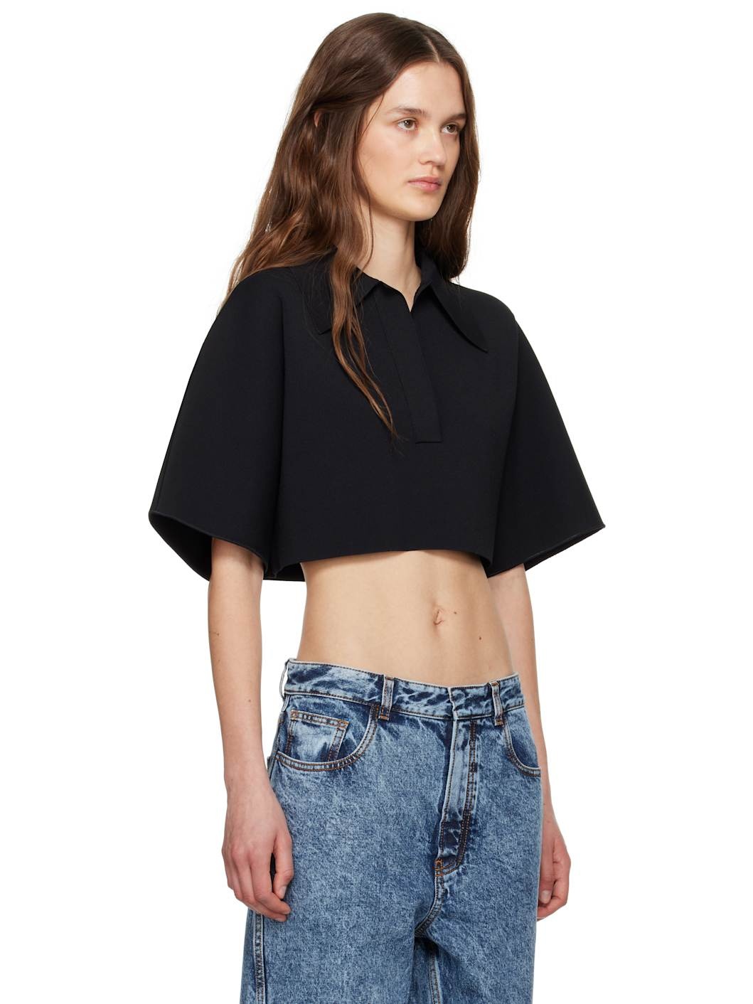 Black Cropped Polo - 2