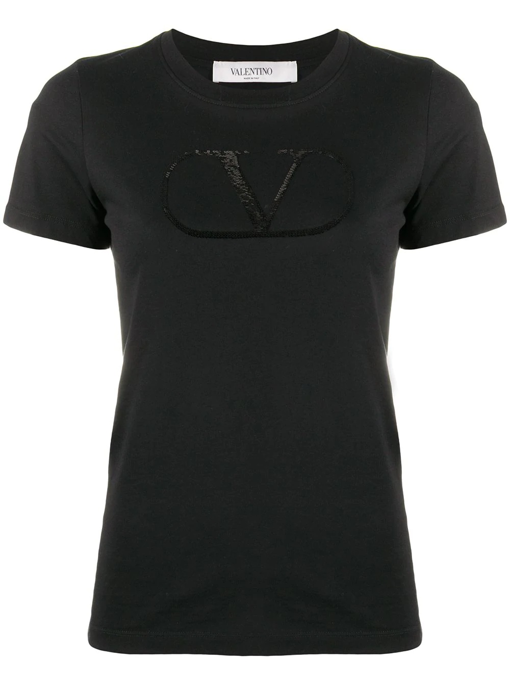 sequin-VLOGO cotton T-shirt - 1