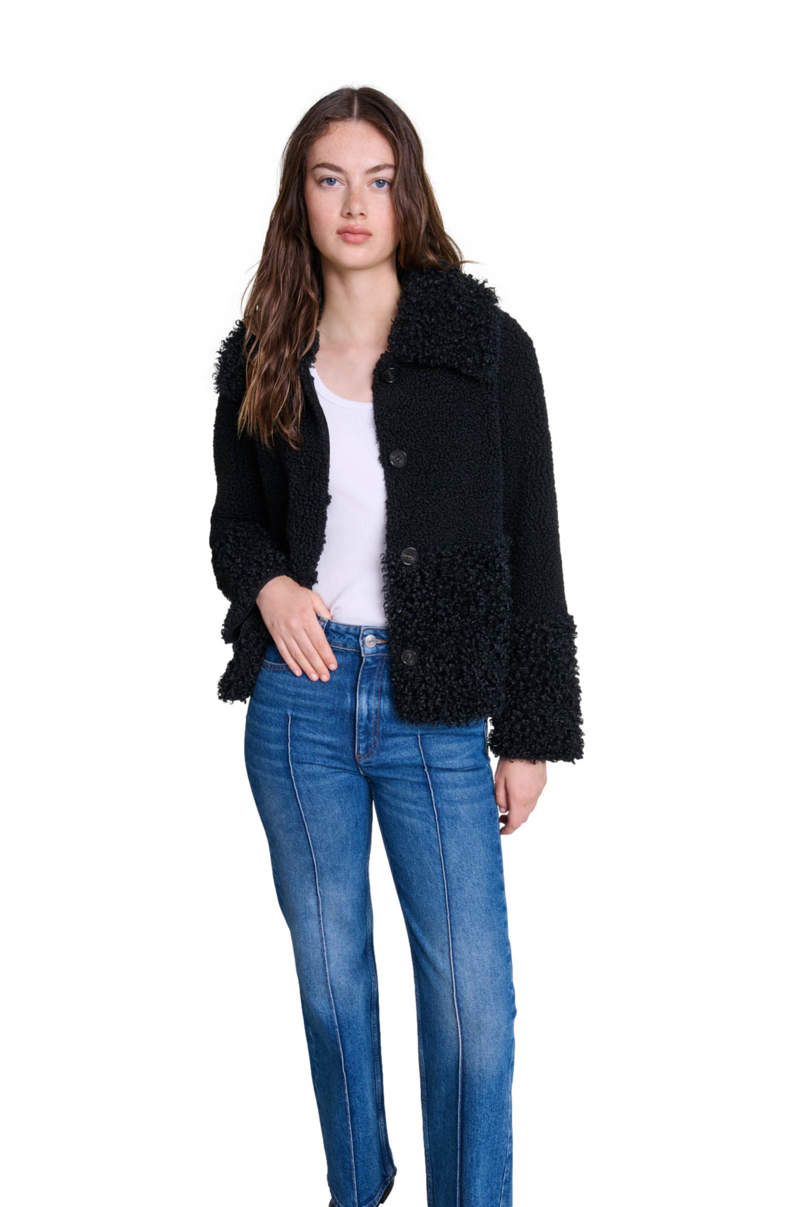 maje Curly jacket in Black at Nordstrom - 6