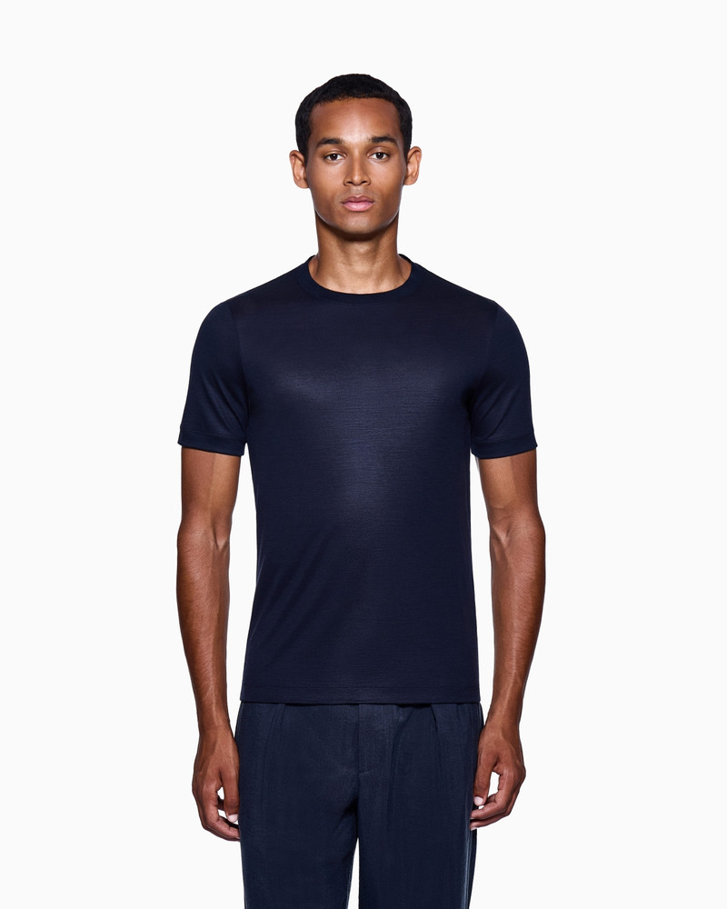 GIORGIO ARMANI PLAIN-KNIT JERSEY T-SHIRT IN A SILK-AND-COTTON BLEND outlook