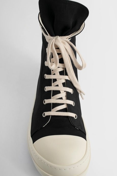 Rick owens drkshdw men's black high sneaks in cotton nylon faille - 5