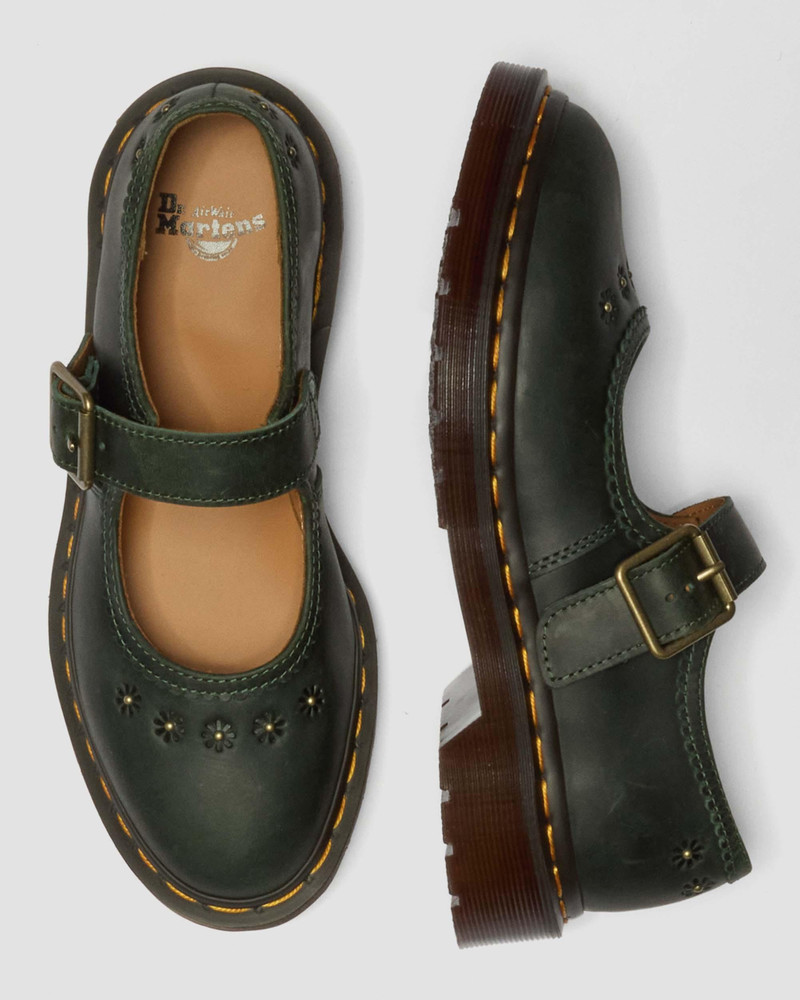 Dr. Martens Mary Jane Flower Crazy Horse Leather Shoes outlook