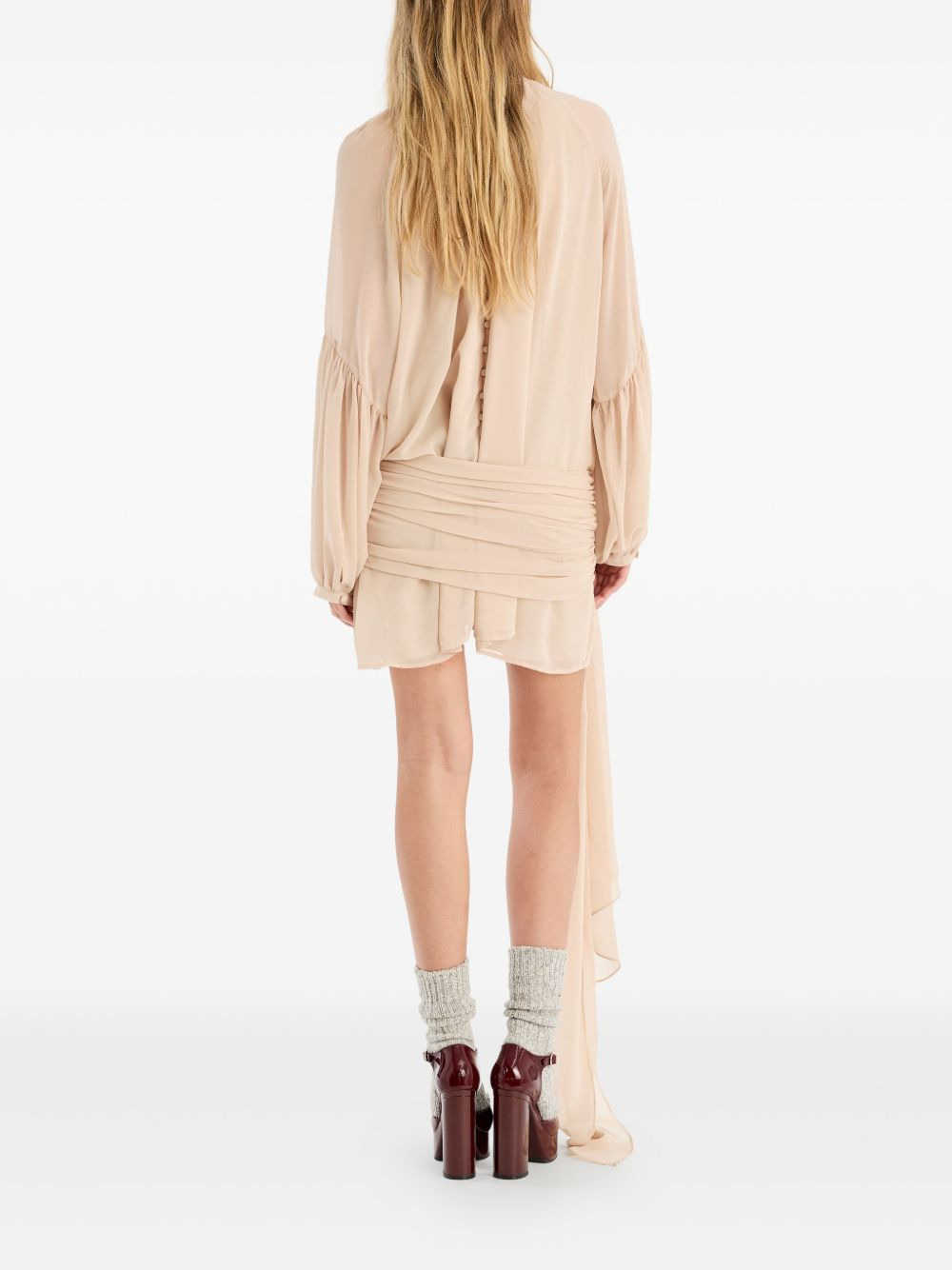 chiffon strap tie mini dress - 3