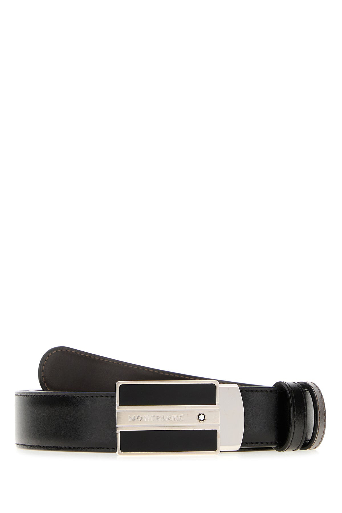Black leather reversible belt - 1
