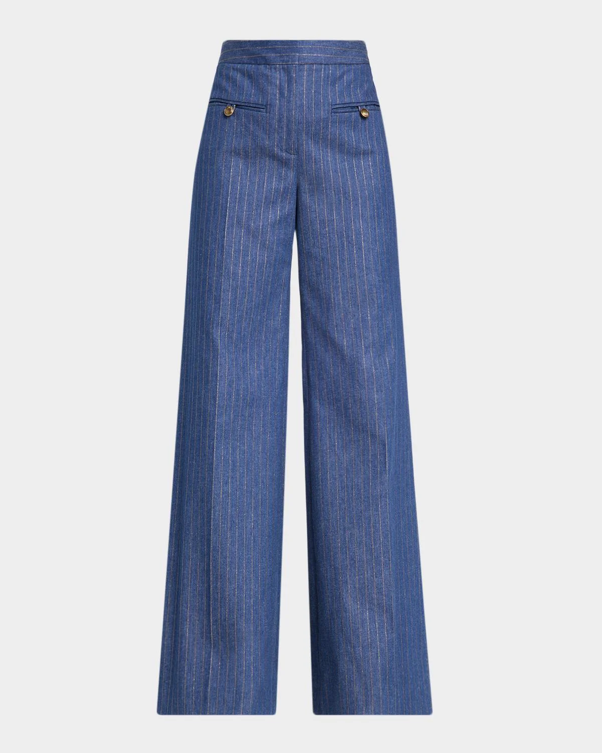 Ledger Striped High-Rise Wide-Leg Pants - 1