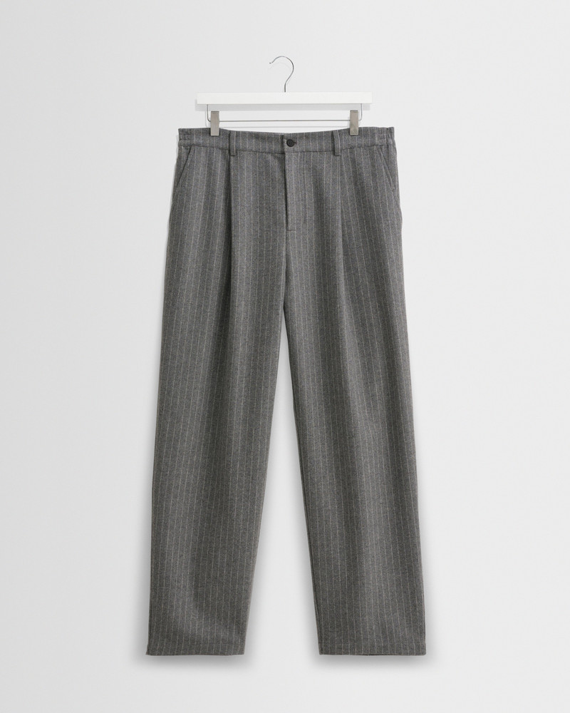 Malham - Charcoal Grey Pinstripe Wool Trousers 1