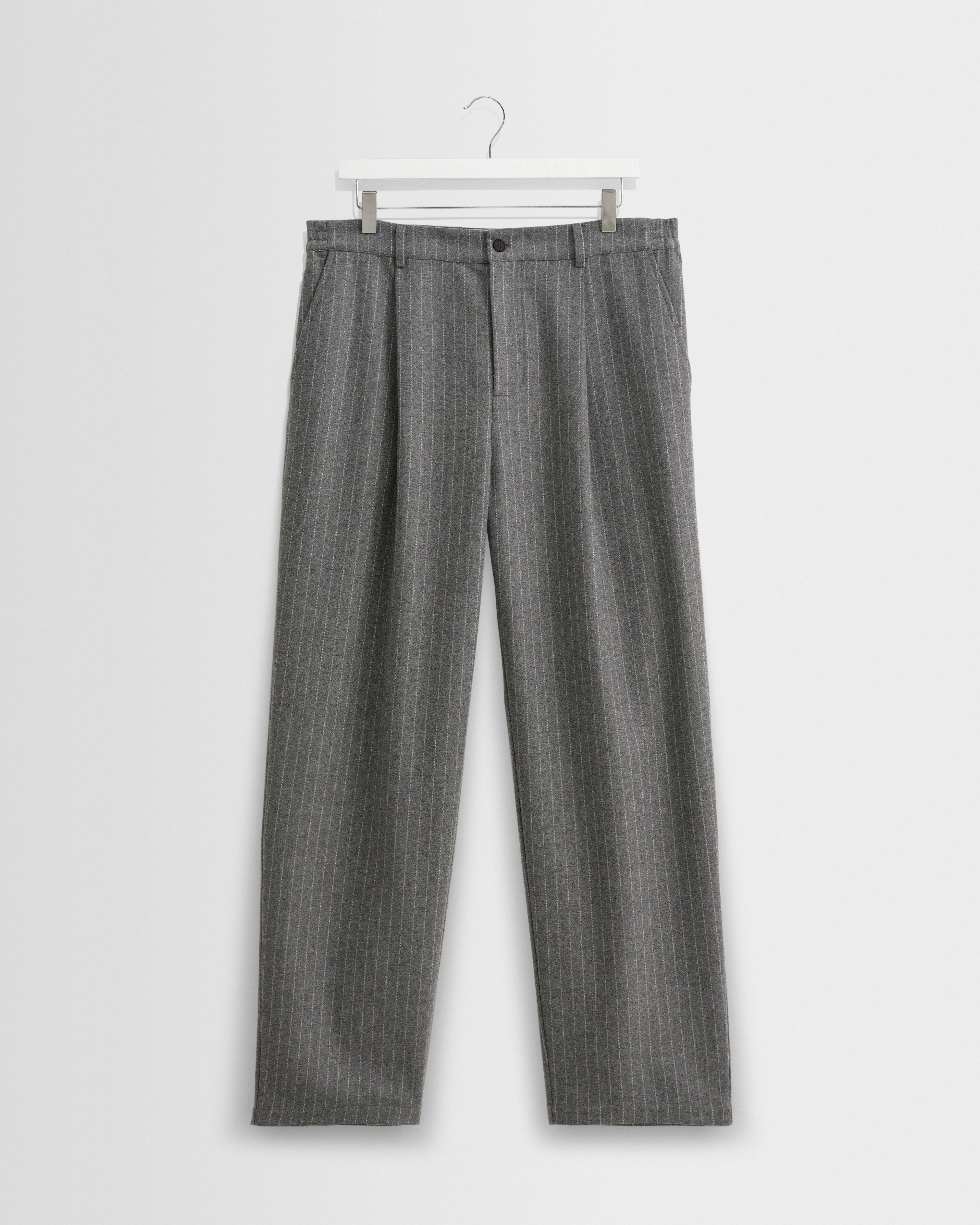 Malham - Charcoal Grey Pinstripe Wool Trousers - 1