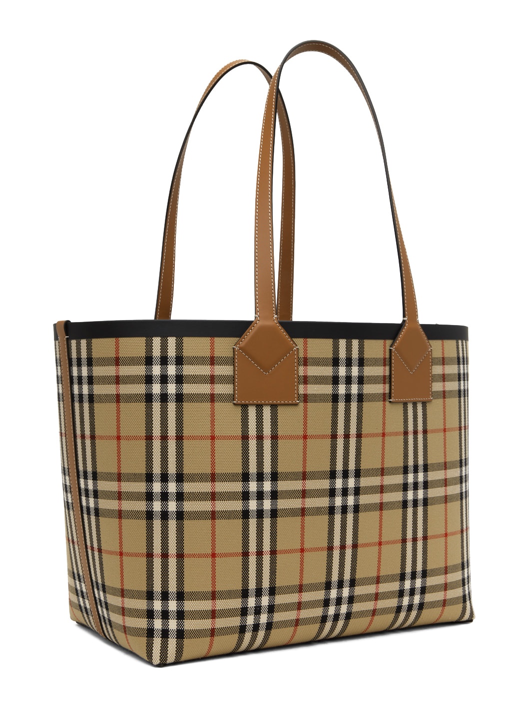 Beige Medium Check Tote - 3