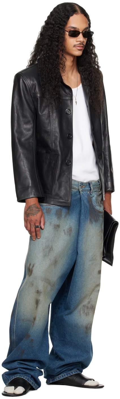 LU'U DAN Blue Kriss Kross Jeans | ssense | REVERSIBLE