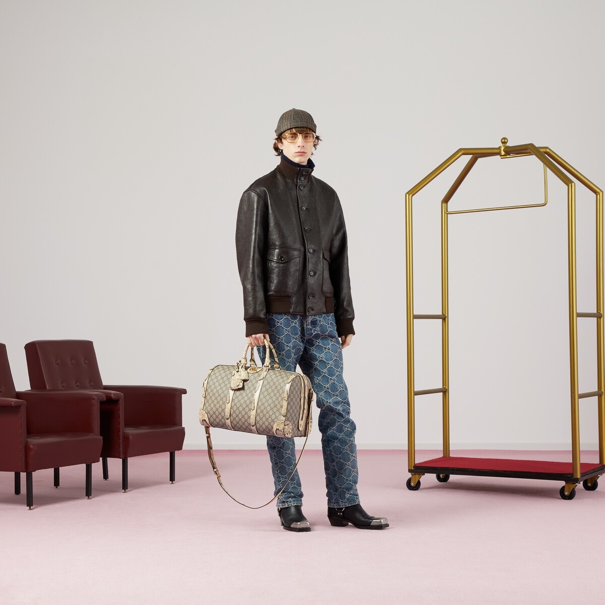 Python trim duffle bag with Double G - 3