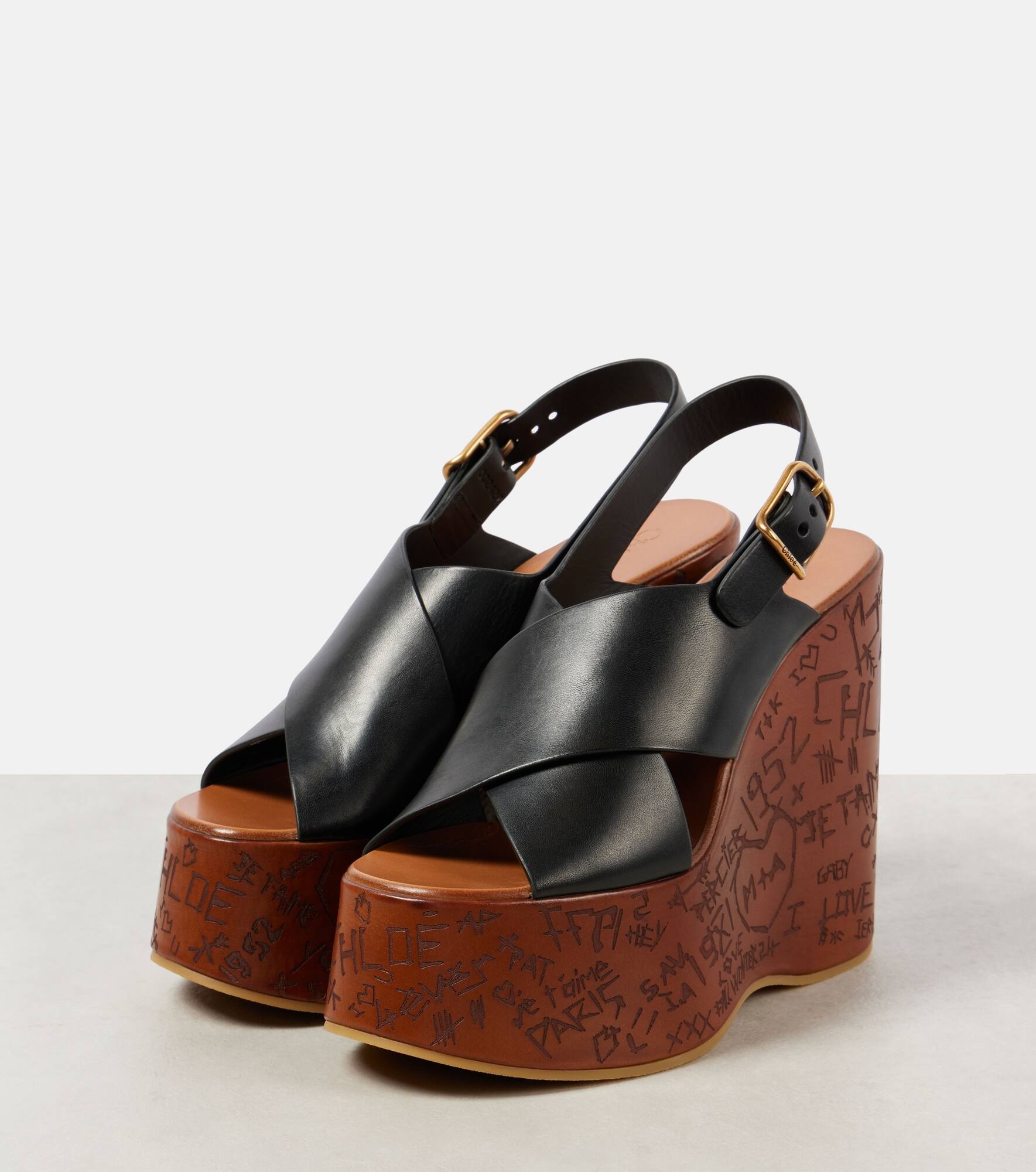 Maxime leather wedge sandals - 4