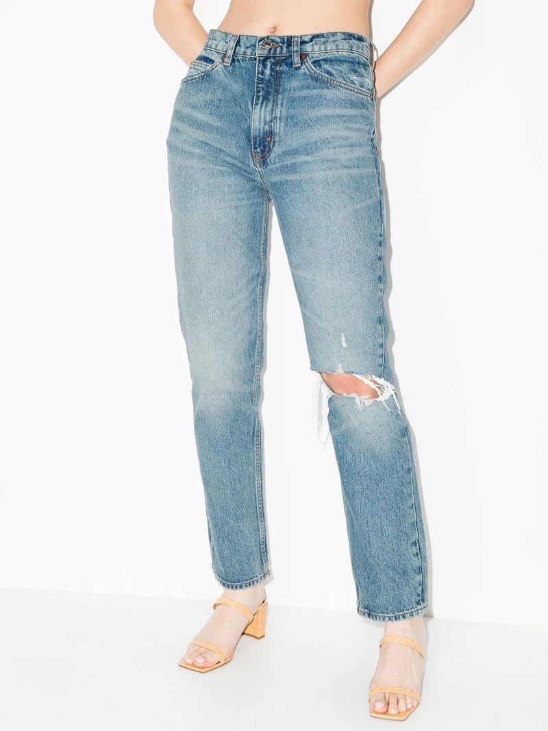 RE/DONE '70s ripped-knee straight-leg jeans outlook