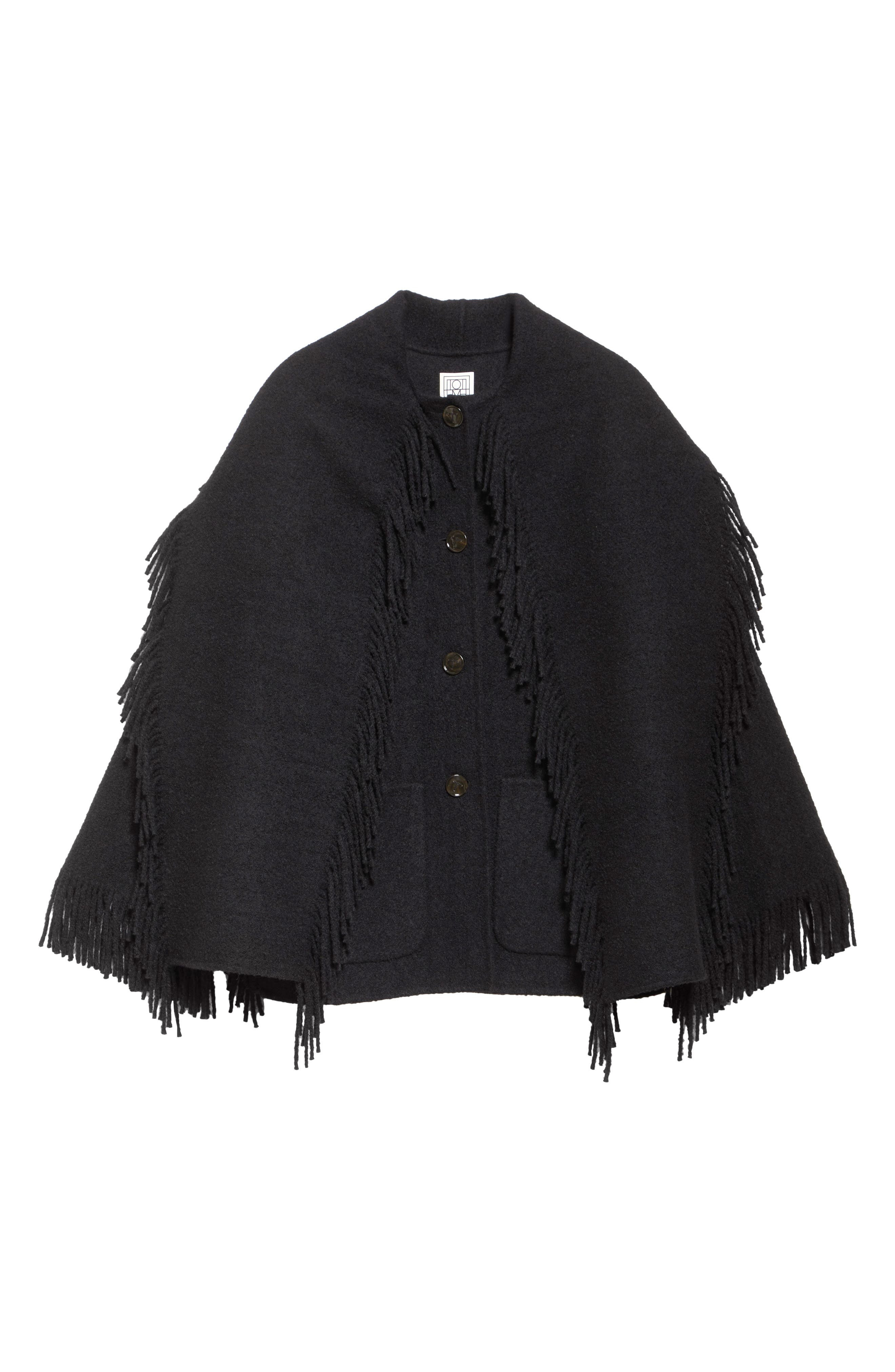 TOTEME Double Face Wool Blend Scarf Jacket in Black at Nordstrom - 7