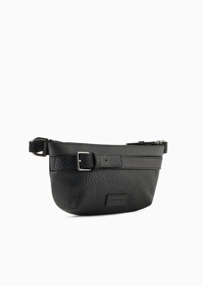 EMPORIO ARMANI Pebbled-leather belt bag with smooth leather details outlook