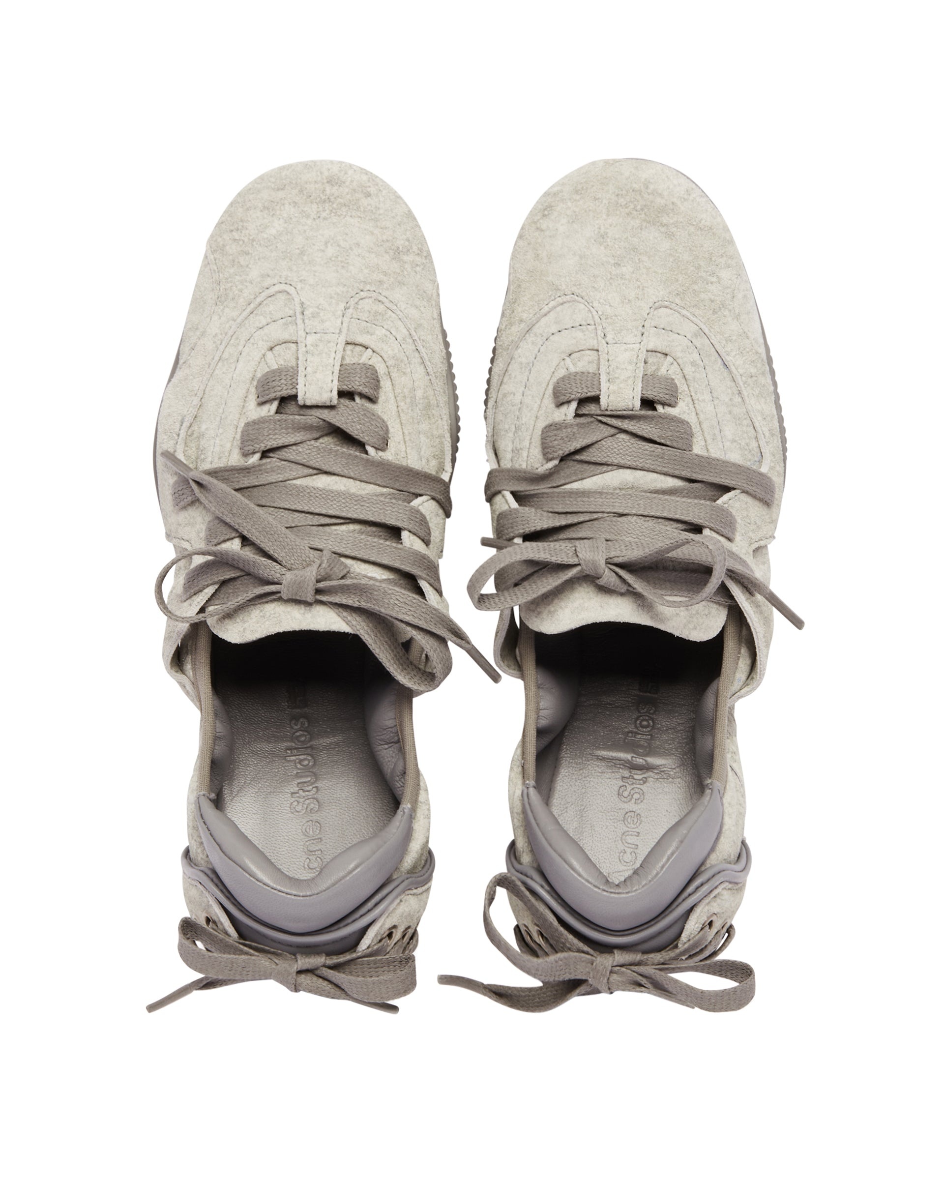 Gray Leather Lace-Up Shoes - 3