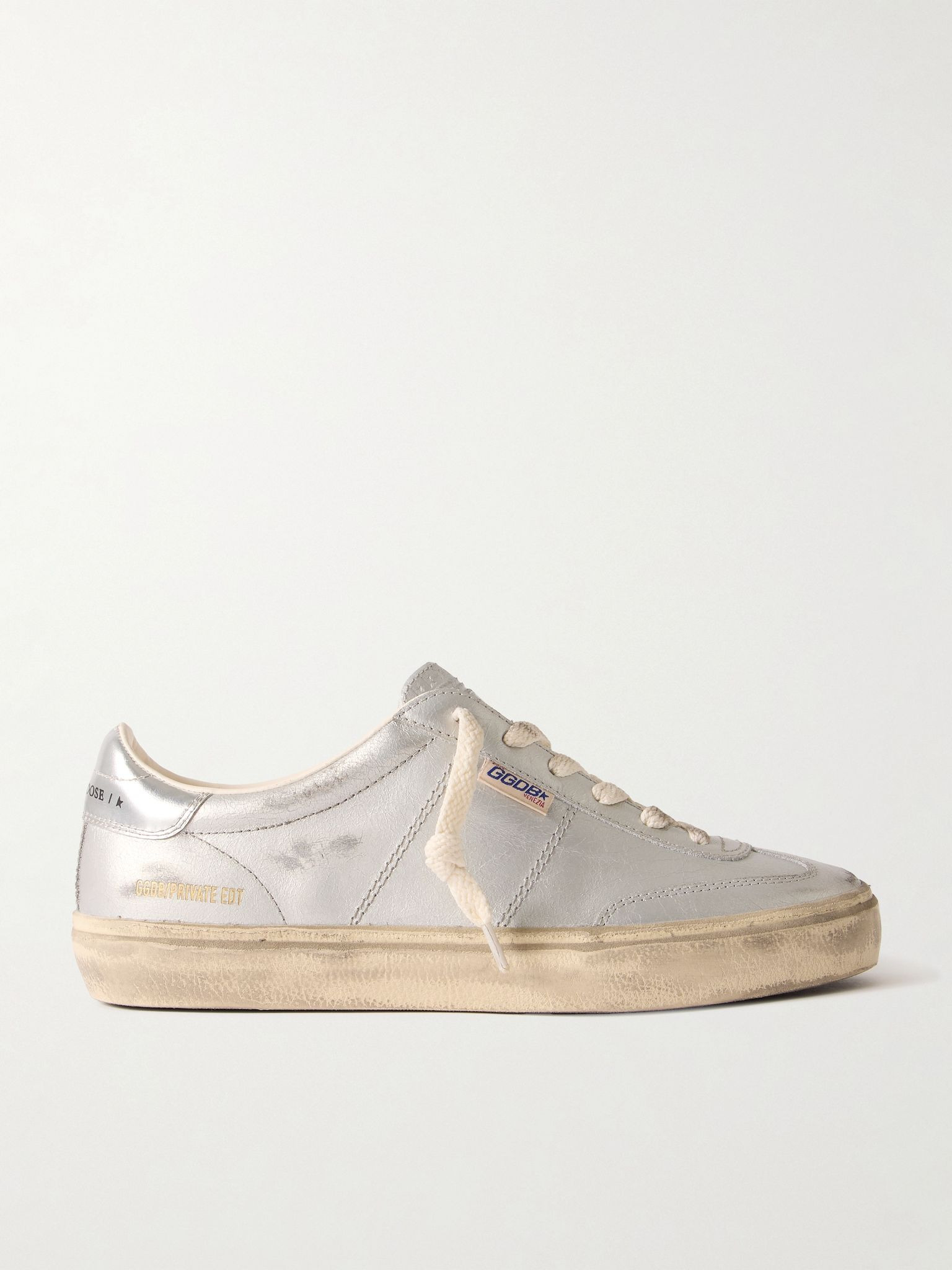 Soul-Star distressed metallic leather sneakers Gray - 1