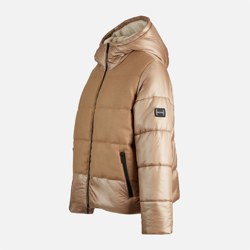 Bimaterial Quilted Jacket Beige 8