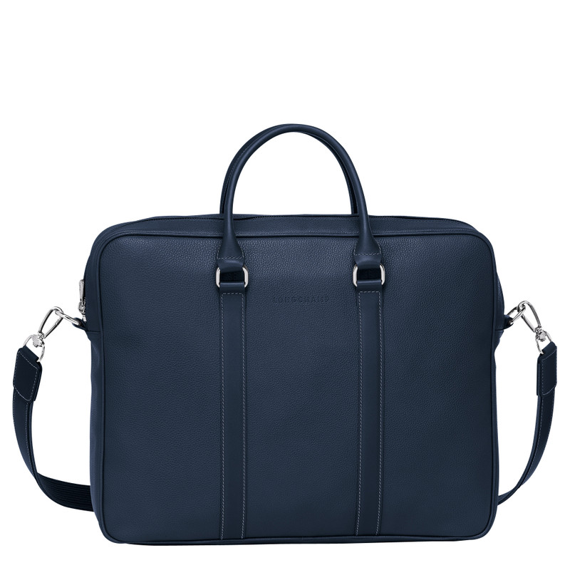 Le Foulonné M Briefcase Navy - Leather 1